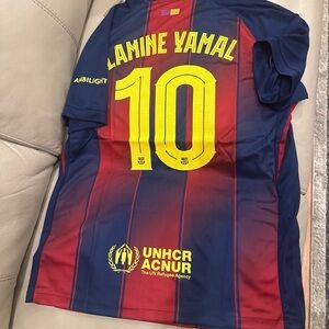 Barcelona Home Jersey Lamine Yamal #10  Size fits Extra large ~~ XXL Slim Fit